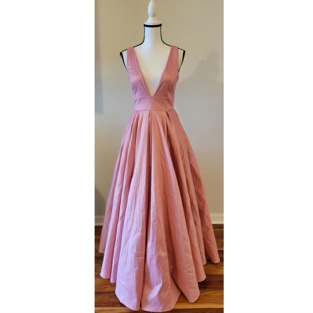 Pink Deep V Neckline Special Occasion Dress
